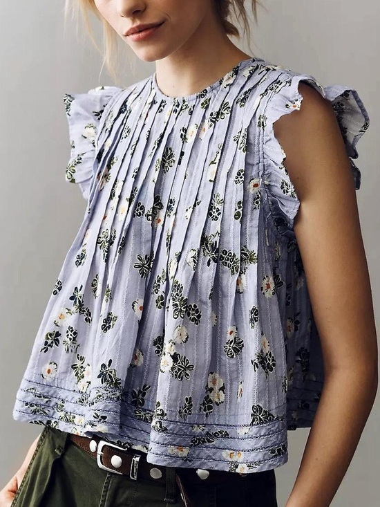 Anthropologie Tops - Anthropologie / Pilcro Jade Short-Sleeve Pleated Swing Top